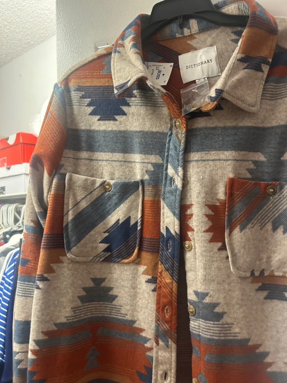 Aztec print shacket/button down - Picture 3 of 4